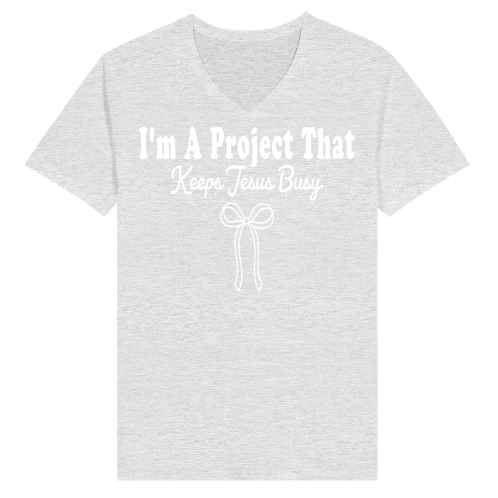 Product Project Keeps Jesus Busy Funny Christian Coquette V-Neck T-shirt