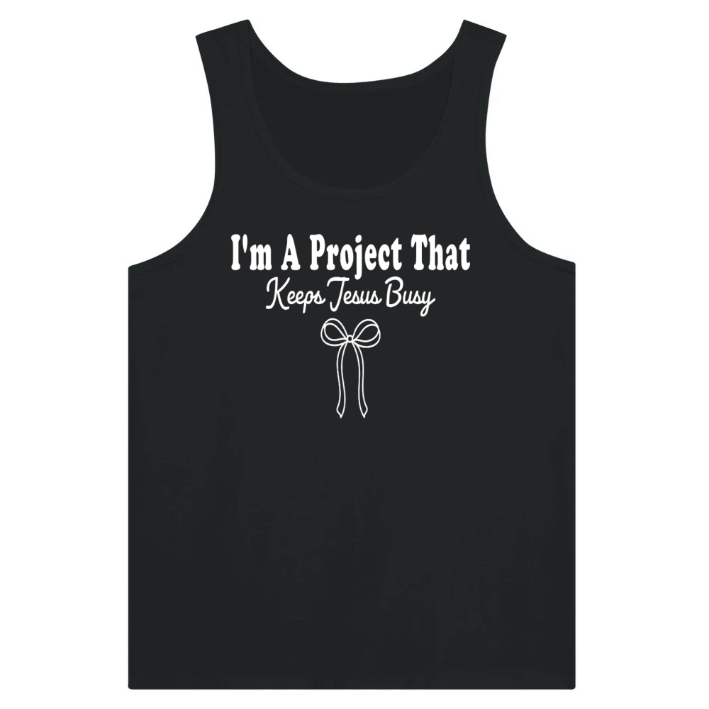 Product Project Keeps Jesus Busy Funny Christian Coquette Tank Top