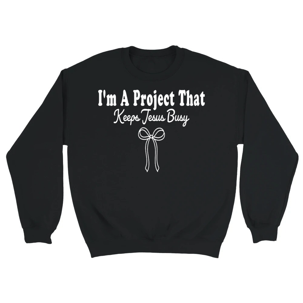 Product Project Keeps Jesus Busy Funny Christian Coquette Unisex Sweatshirt