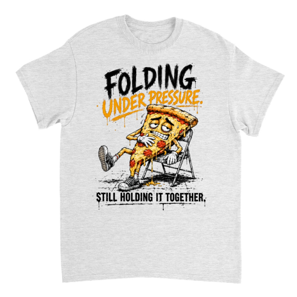 Product Folding Under Pressure Pizza Burnout Funny Graphic T-Shirt