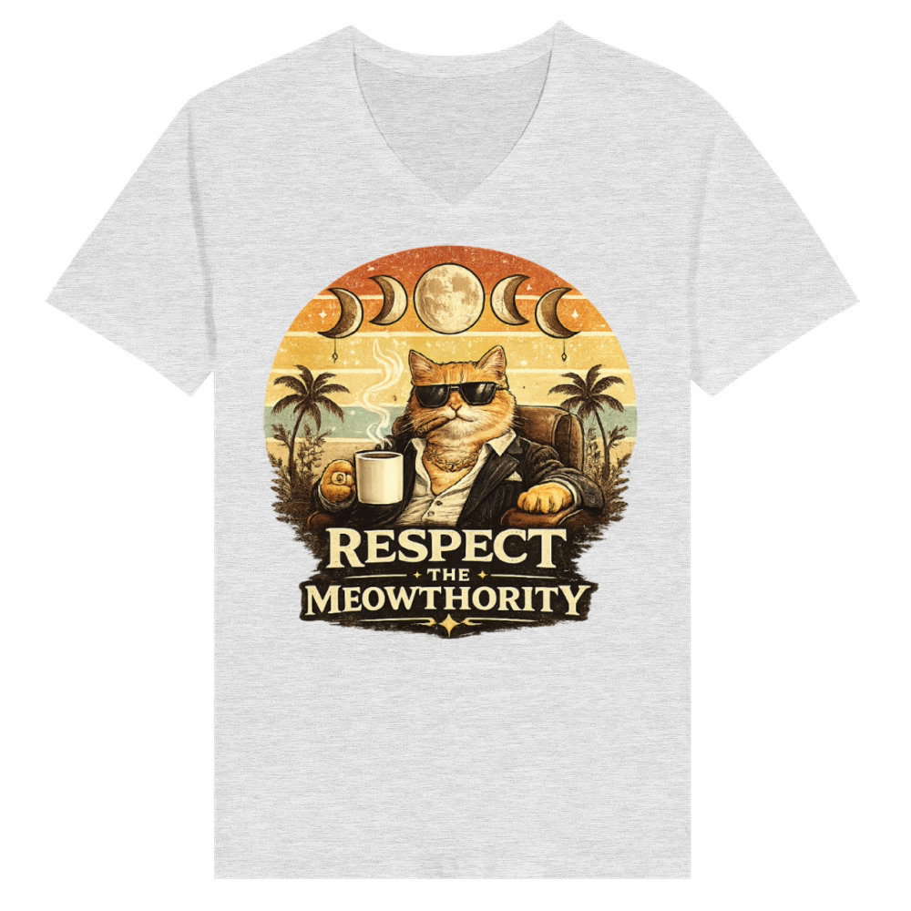 Product Respect The Cat Authority Funny T-Shirts V-Neck T-shirt
