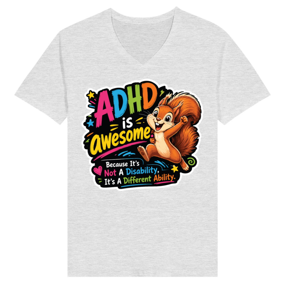 Product ADHD Is Awesome Funny Neurodiversity Design V-Neck T-shirt