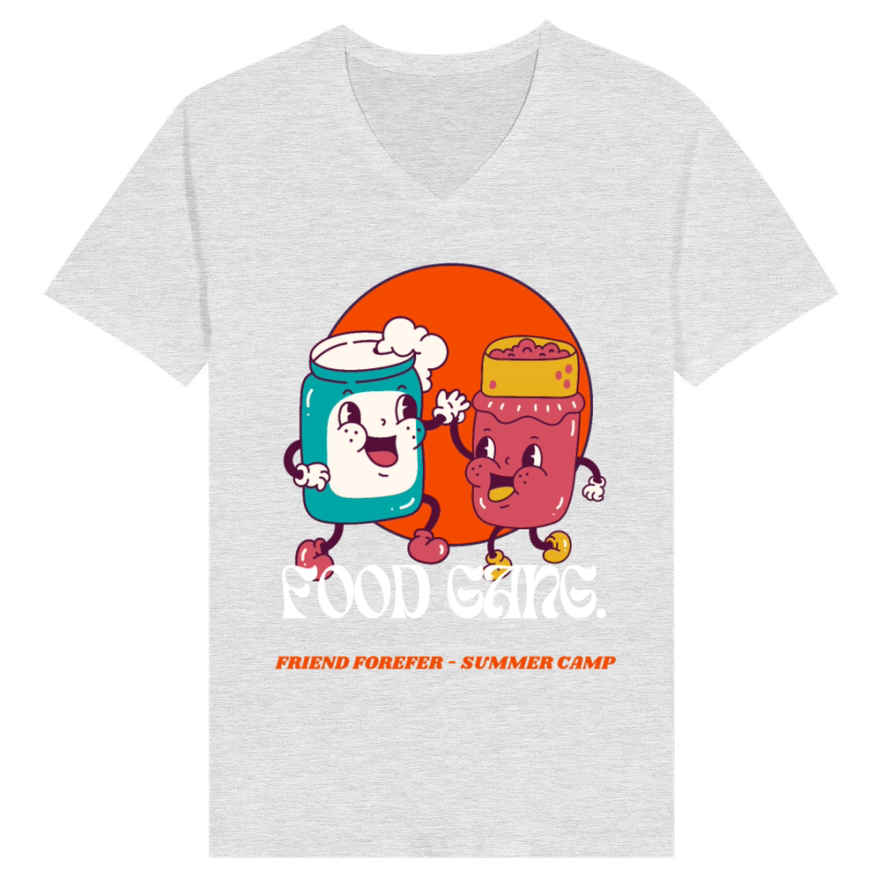 Product Soft Brown Illustrated Summer Camp T-shirt V-Neck T-shirt