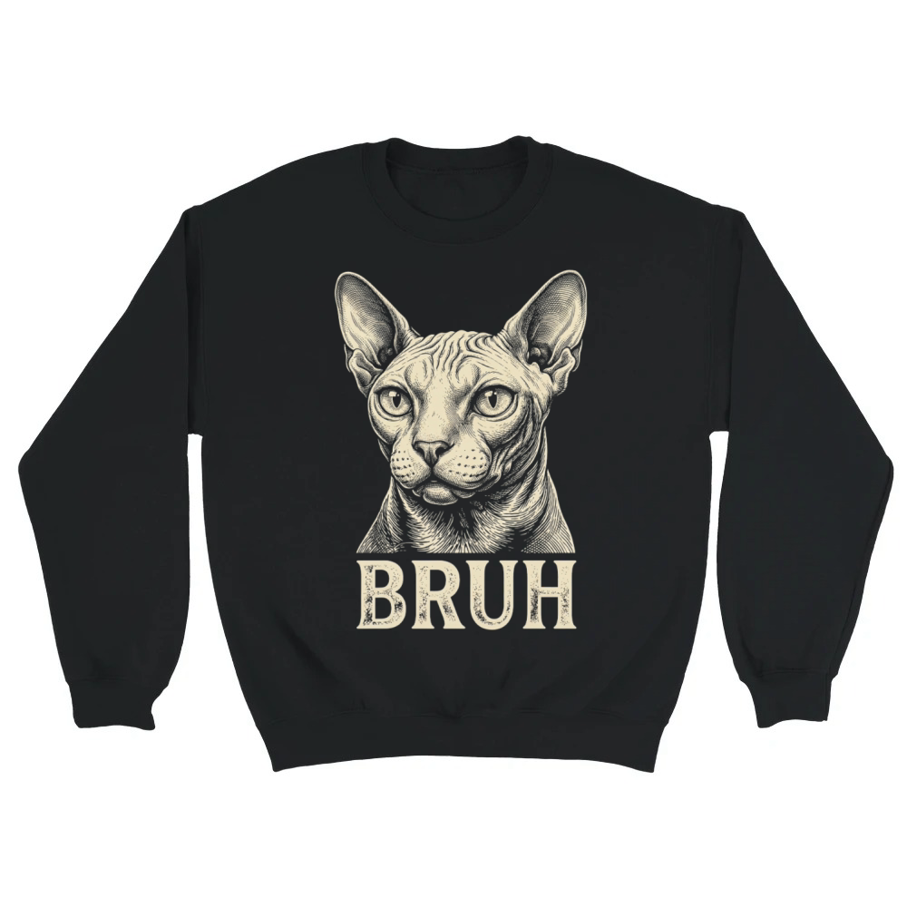 Product Funny Sphynx Cat Bruh Meme Retro Vintage Design Unisex Sweatshirt