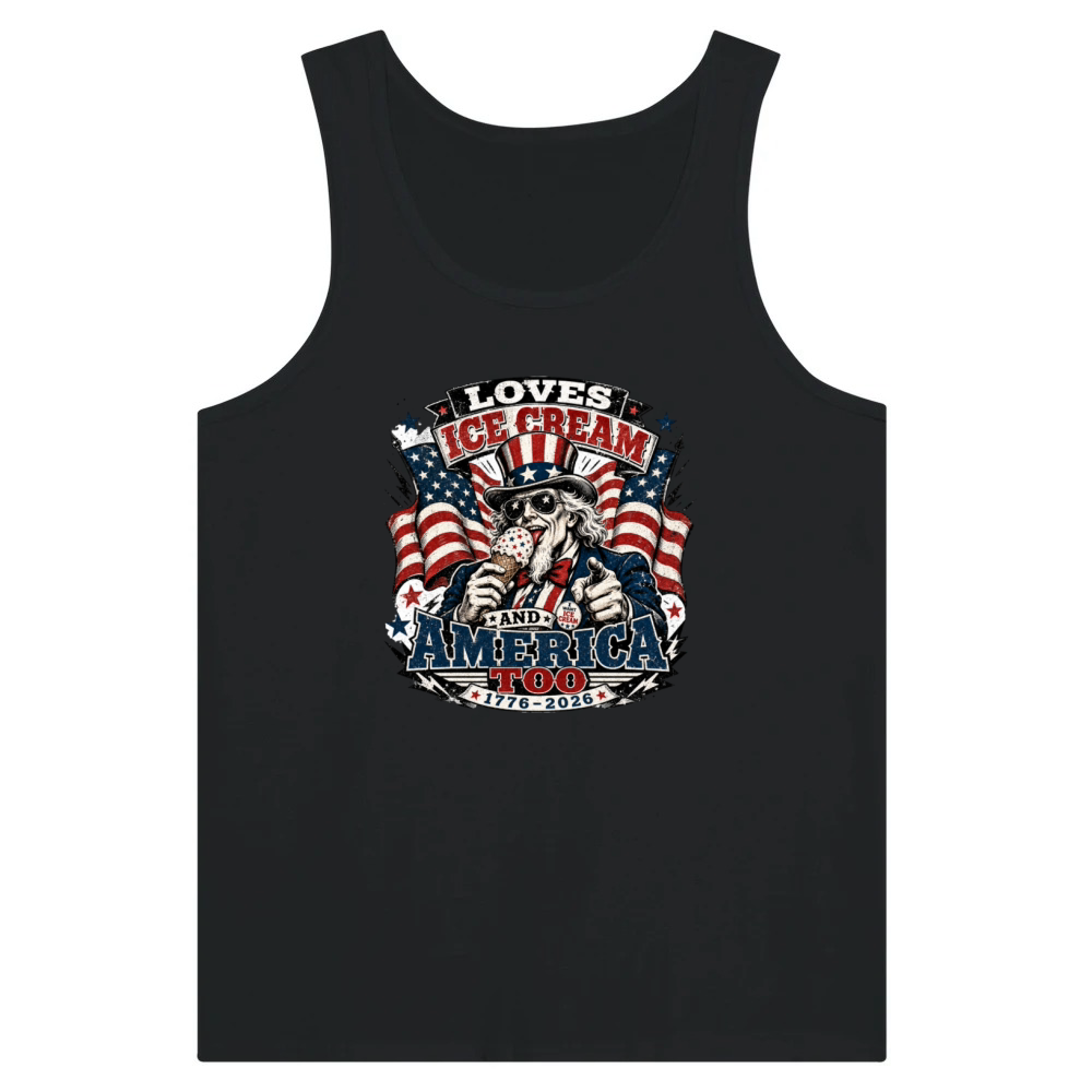 Product Loves Ice Cream and America too Funny USA 250 Tank Top