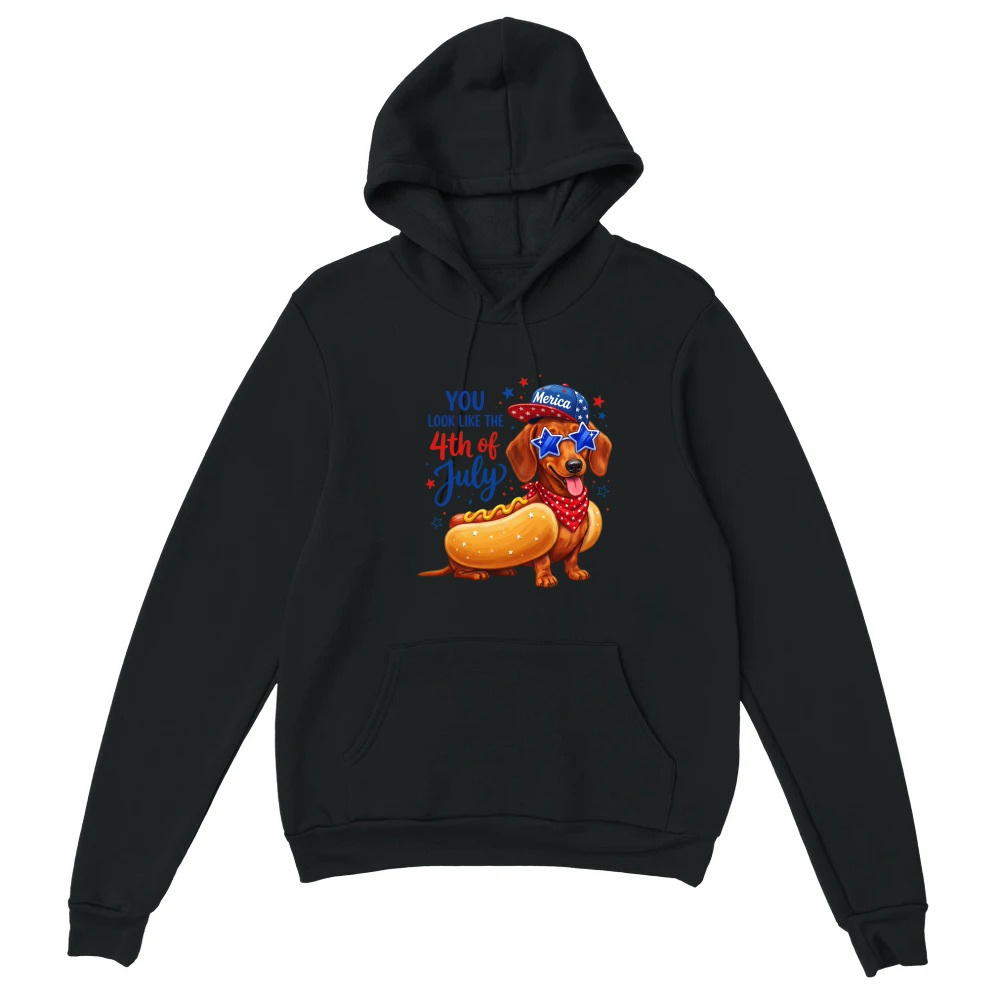 Product Funny Dachshund 4th of July Hot Dog Unisex Hoodie