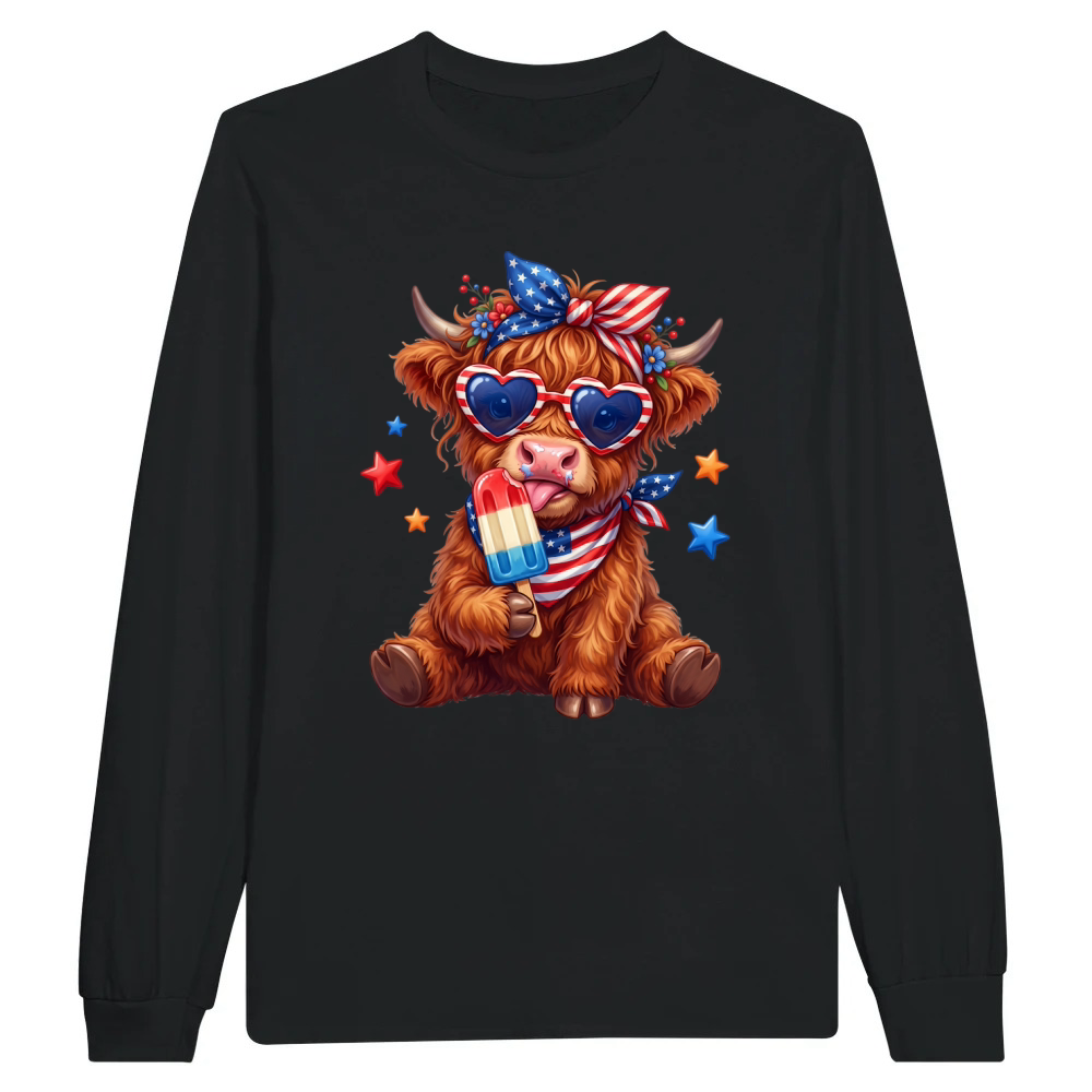 Product Funny Highland Cow 4th of July Unisex Longsleeve