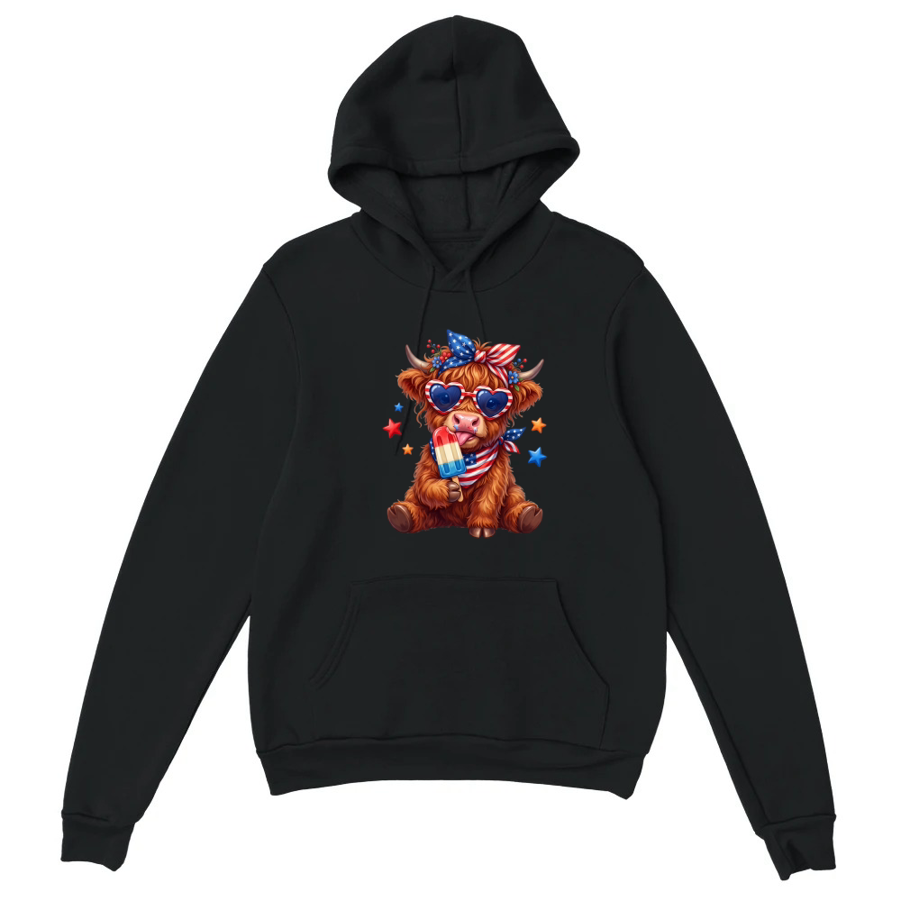 Product Funny Highland Cow 4th of July Unisex Hoodie