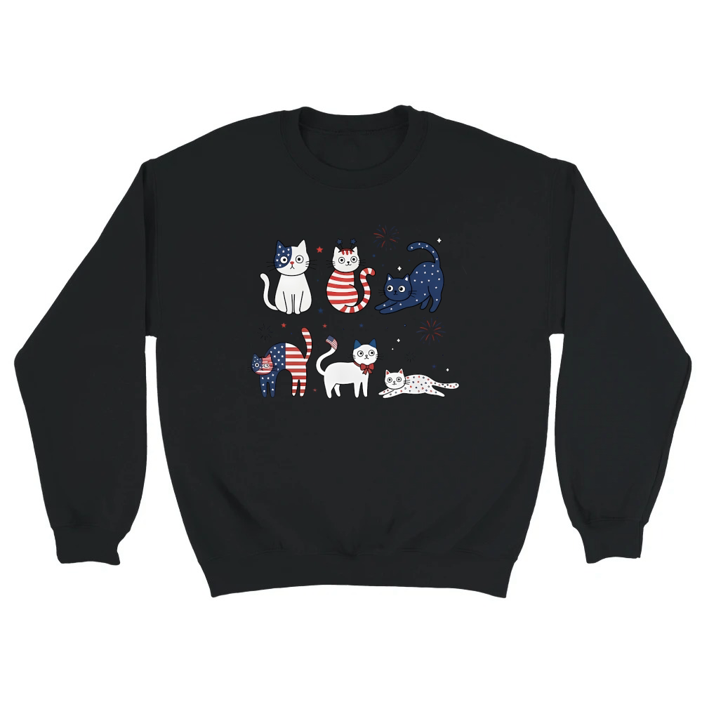 Product Funny Cat USA Flag 4th of July Unisex Sweatshirt