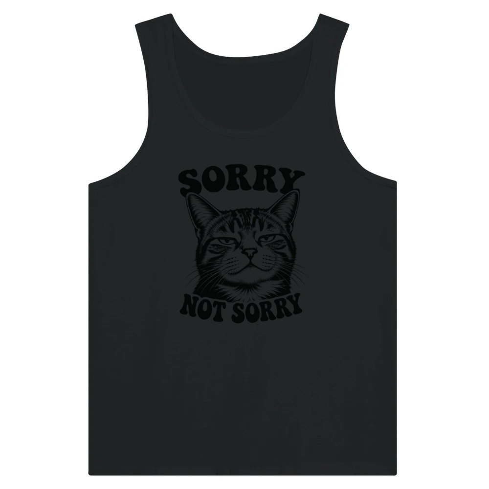Product Sorry Not Sorry Funny Cat Humor Design Tank Top