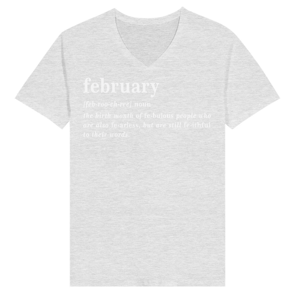 Product February Dictionary Definition Funny Typography V-Neck T-shirt
