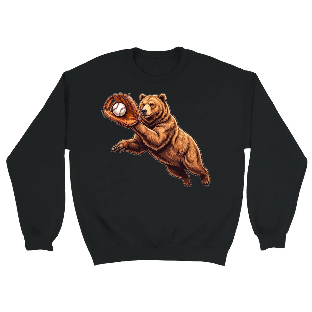 Product Funny Bear Catching Ball Baseball Wild Animal Unisex Sweatshirt