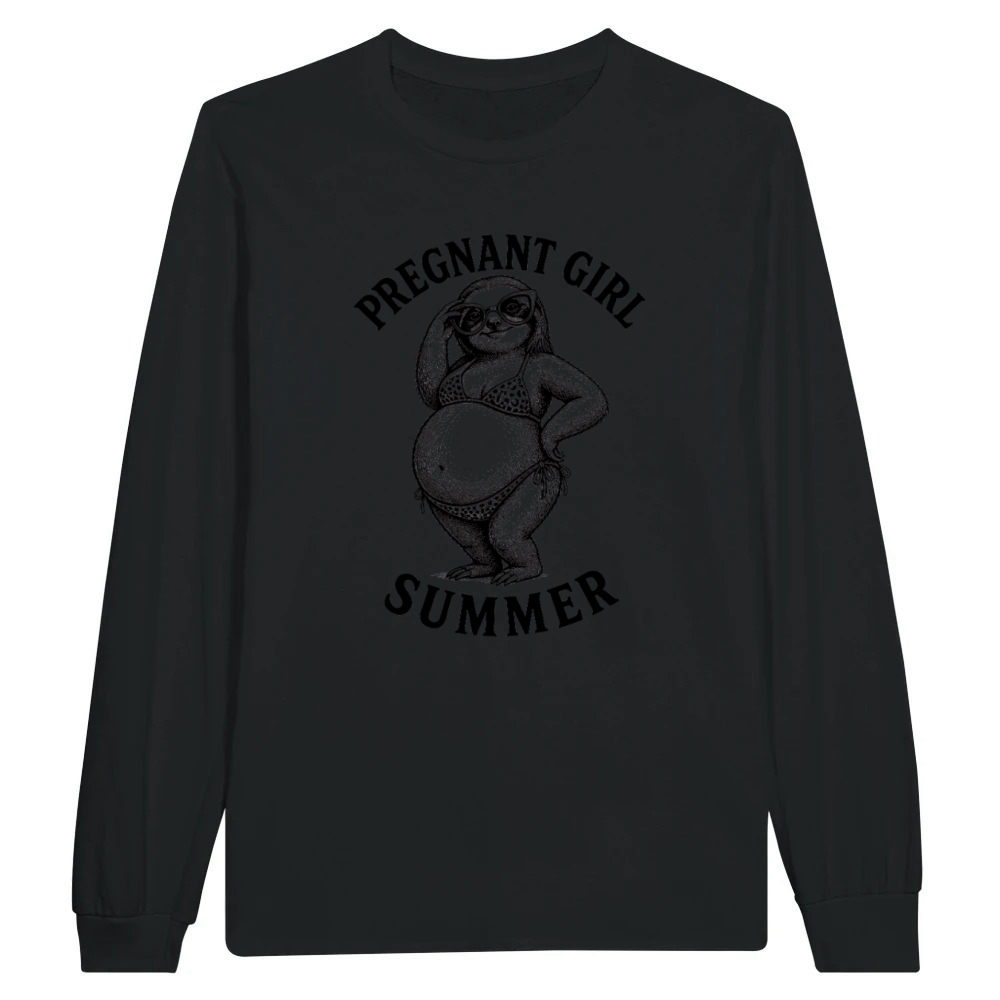 Product Pregnant Girl Summer Beach Sloth Funny Pregnancy Unisex Longsleeve