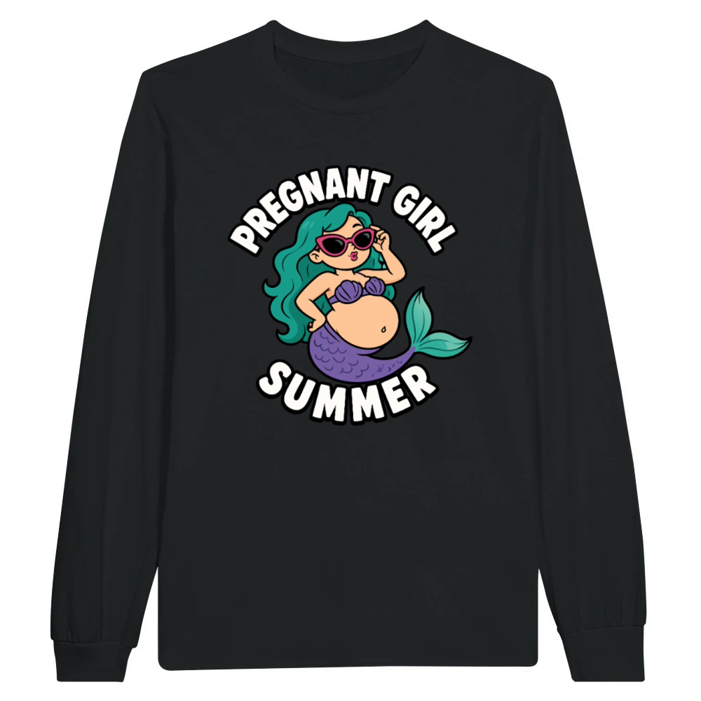 Product Pregnant Girl Summer Beach Mermaid Funny Pregnancy Unisex Longsleeve