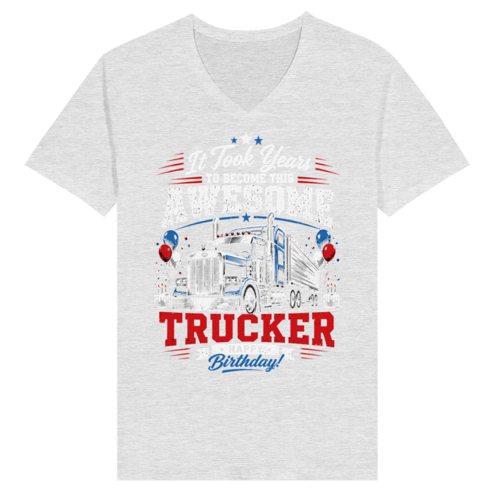 Product Funny Truck Driver Birthday Diesel Big Rig Trucker V-Neck T-shirt