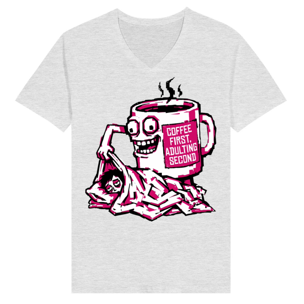 Product Coffee First Adulting Second Funny Quote V-Neck T-shirt