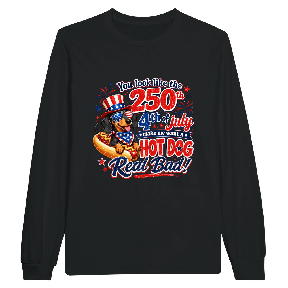 Product Funny 4th July 250th Hot Dog Lover Unisex Longsleeve