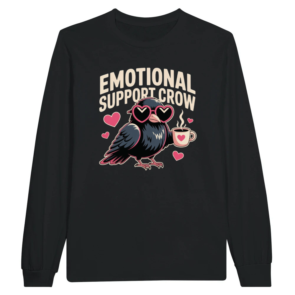 Product Emotional Support Crow Funny T-Shirts Coffee Raven Unisex Longsleeve