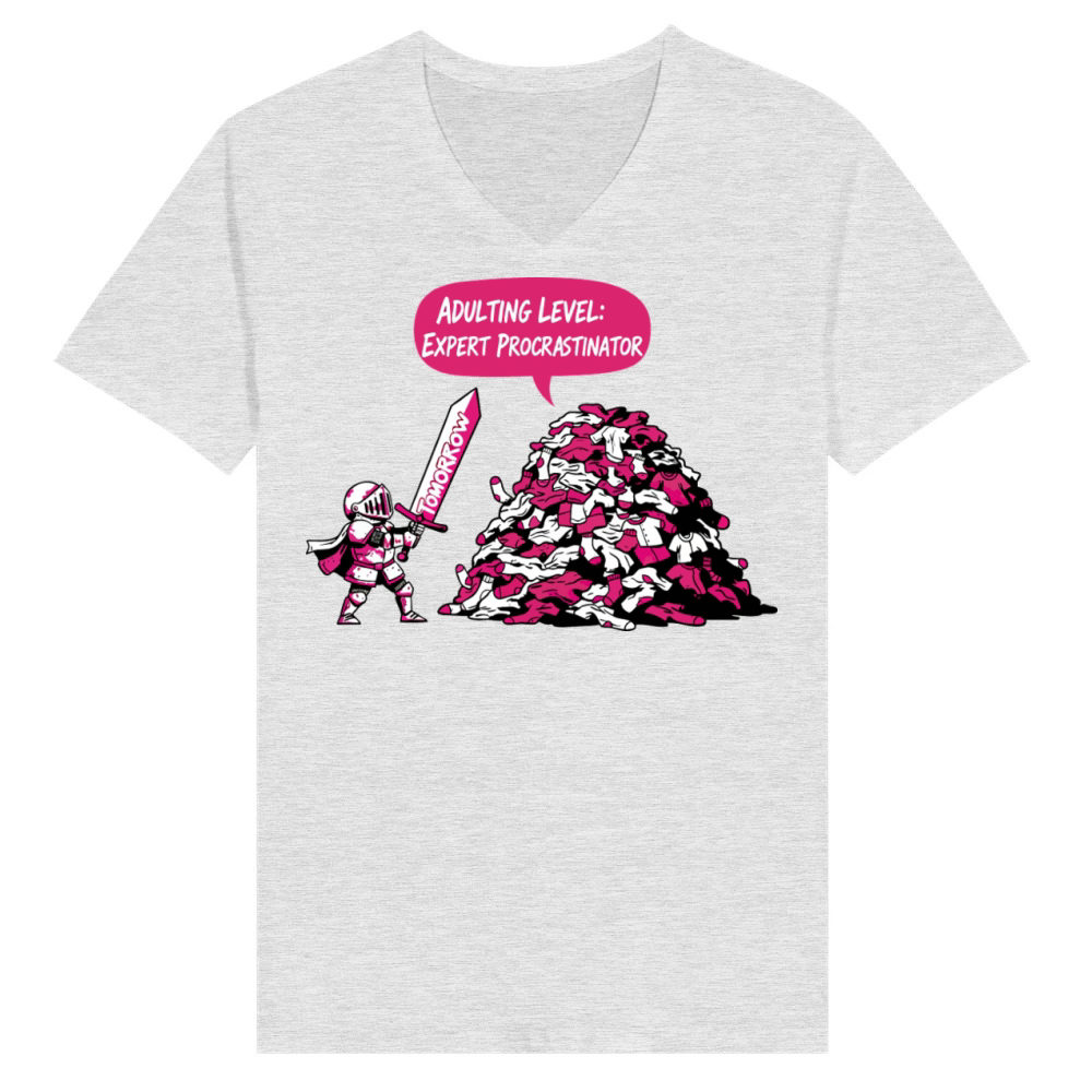 Product Adulting Level Expert Procrastinator Funny Knight V-Neck T-shirt