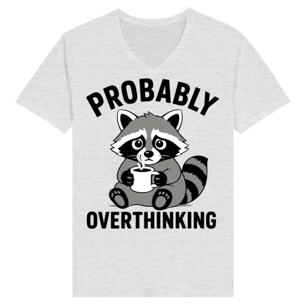Product Probably Overthinking Funny Raccoon Retro T-Shirt V-Neck T-shirt