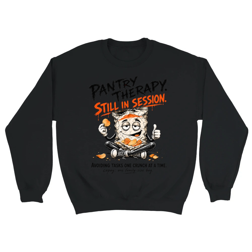 Product Pantry Therapy Procrastination Potato Chips Funny Unisex Sweatshirt