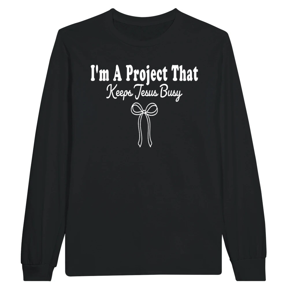 Product Project Keeps Jesus Busy Funny Christian Coquette Unisex Longsleeve