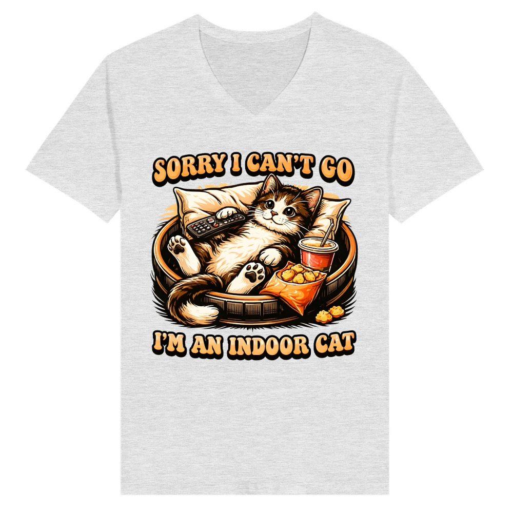 Product Indoor Funny Cat Potato Relaxing V-Neck T-shirt