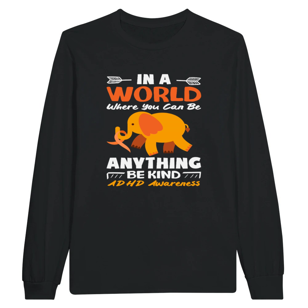 Product Be Kind ADHD Awareness Elephant Orange Unisex Longsleeve
