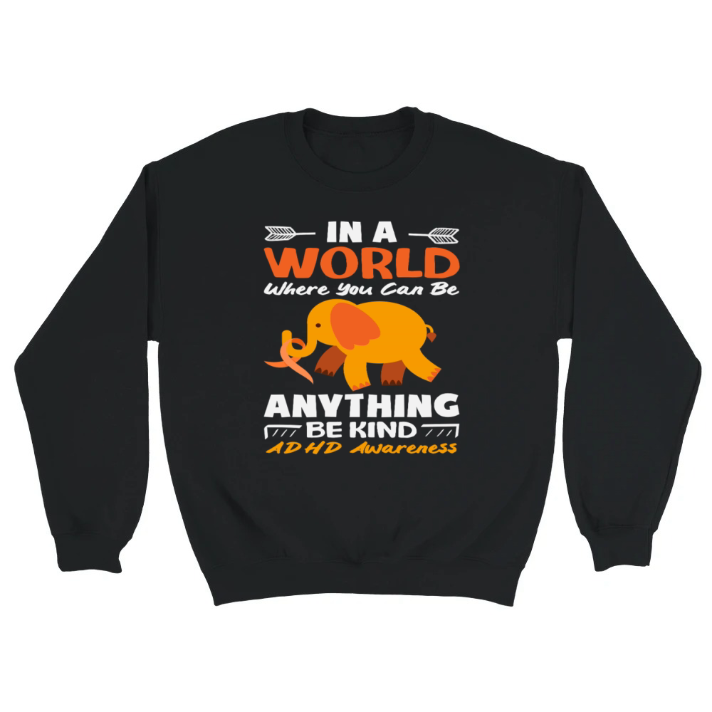 Product Be Kind ADHD Awareness Elephant Orange Unisex Sweatshirt
