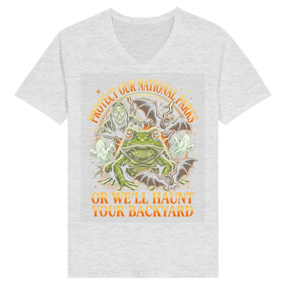 Product Skull Frog Ghosts Bats Halloween V-Neck T-shirt
