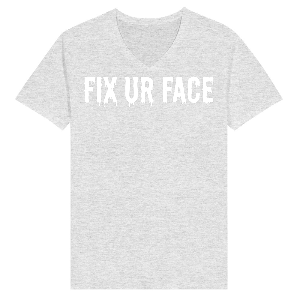 Product Fix Face Halloween Humor Creepy V-Neck T-shirt