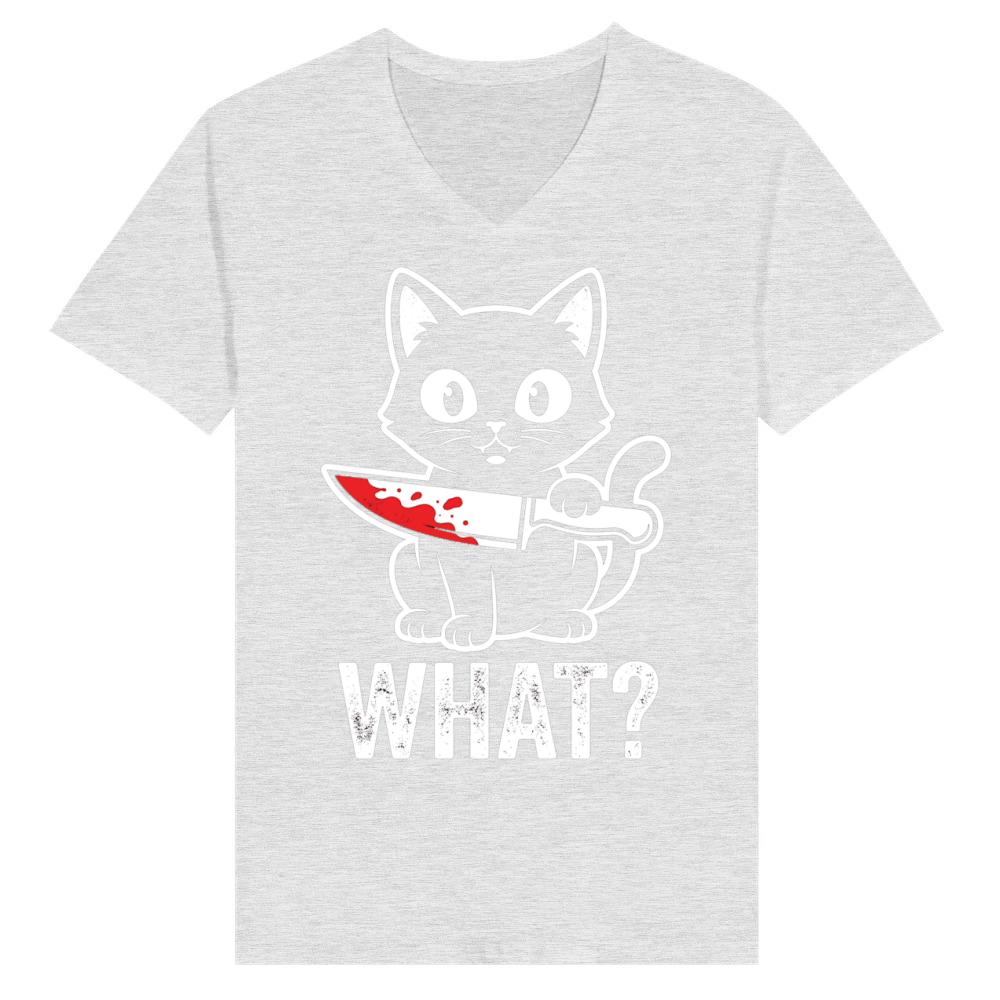Product Cat Knife Blood Halloween What V-Neck T-shirt