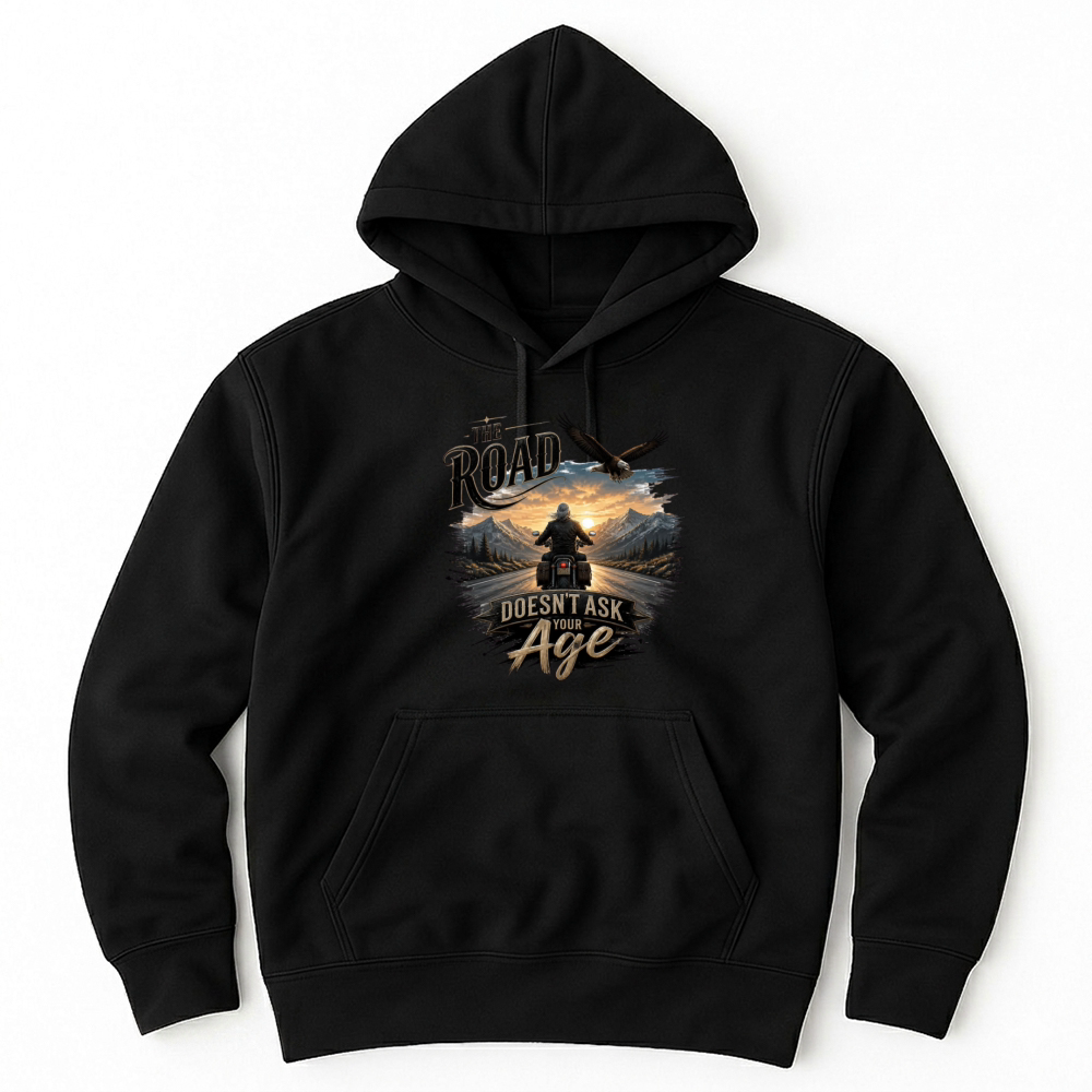 Product The Road Doesn't Ask Your Age gift for grandpa Unisex Hoodie