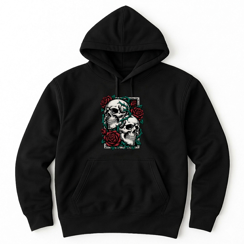 Product Skulls and Roses Gothic Tattoo Style Halloween Unisex Hoodie