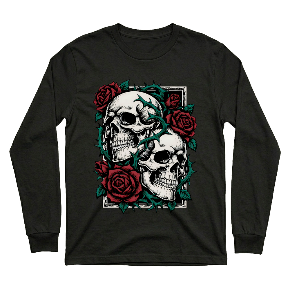 Product Skulls and Roses Gothic Tattoo Style Halloween Unisex Sweatshirt