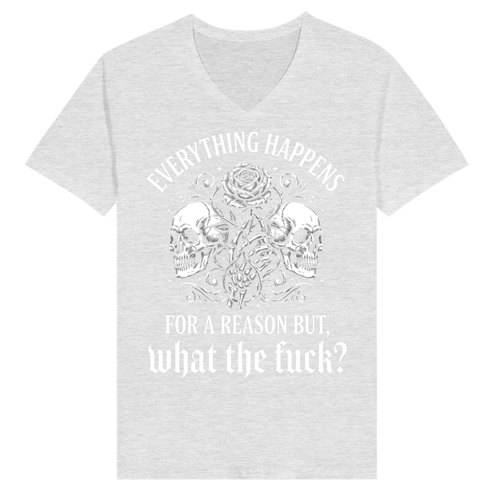 Product Everything Skulls Skeleton Rose Fuck V-Neck T-shirt