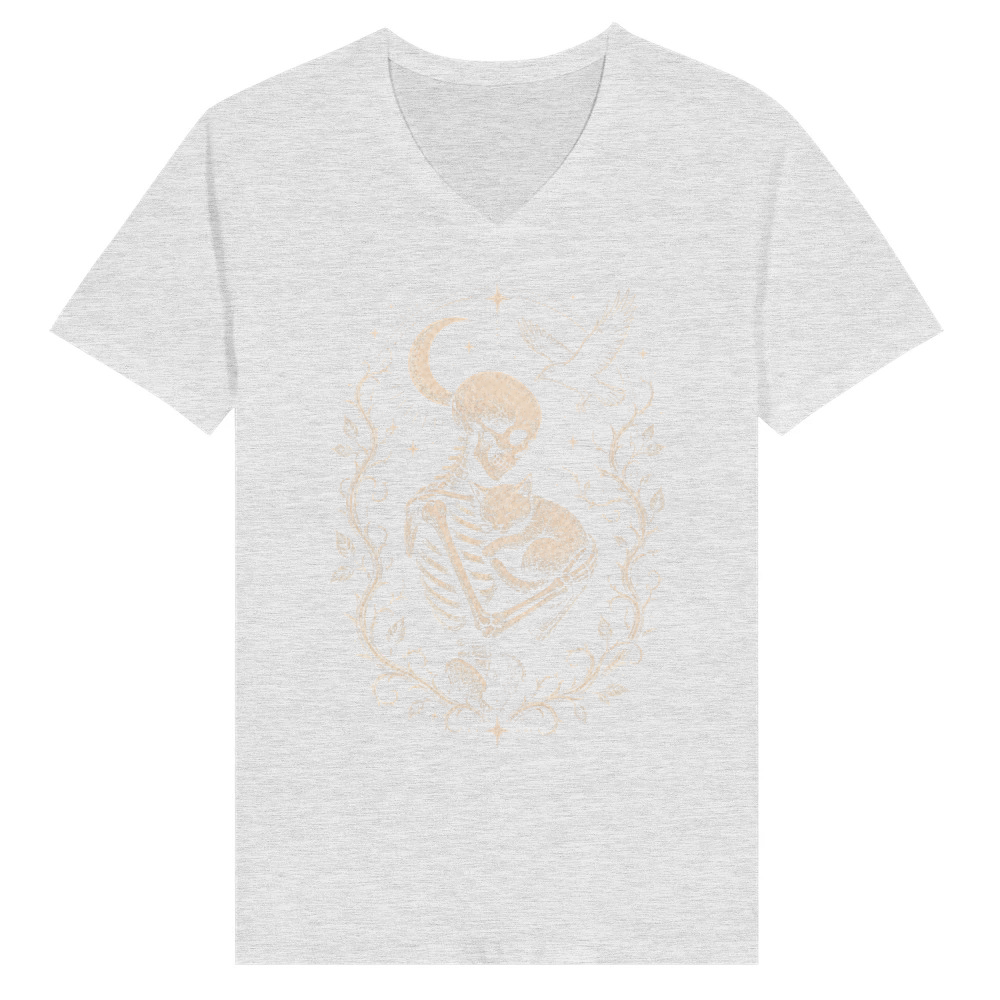 Product Skeleton Cat Gothic Halloween V-Neck T-shirt