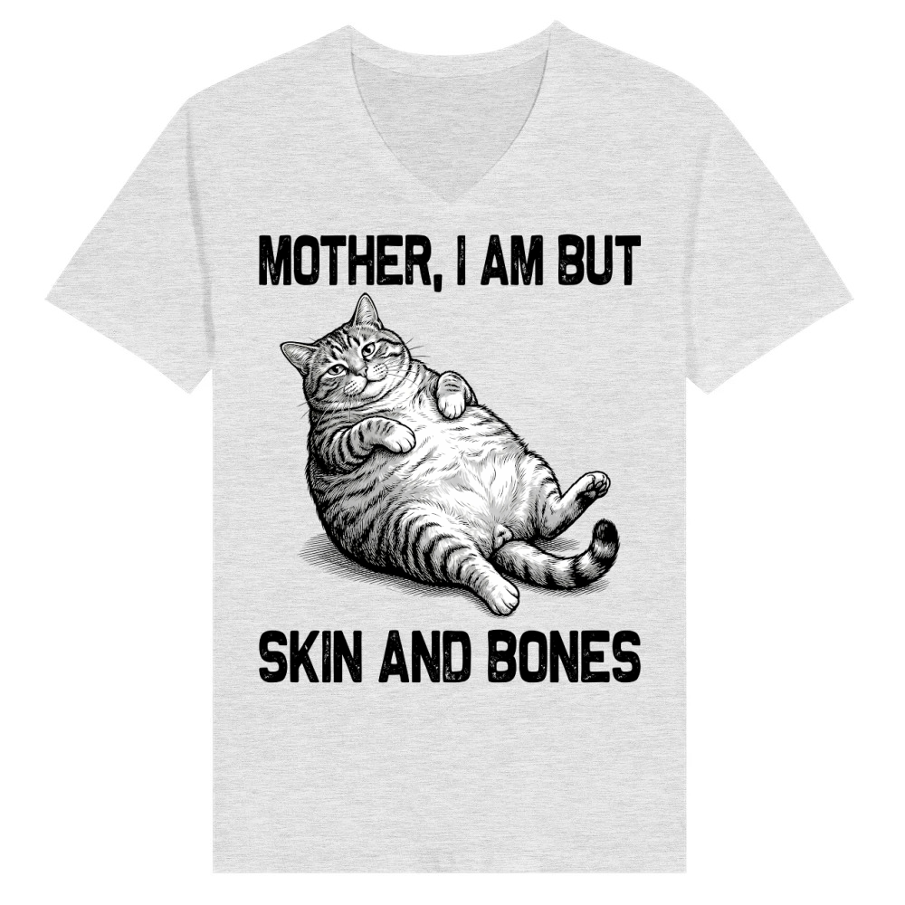 Product Mother I Am but Skin and Bones Cat V-Neck T-shirt
