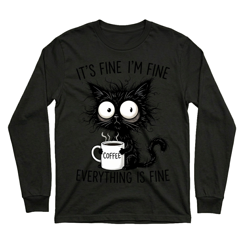 Product It's Fine Funny Coffee Cat Unisex Sweatshirt