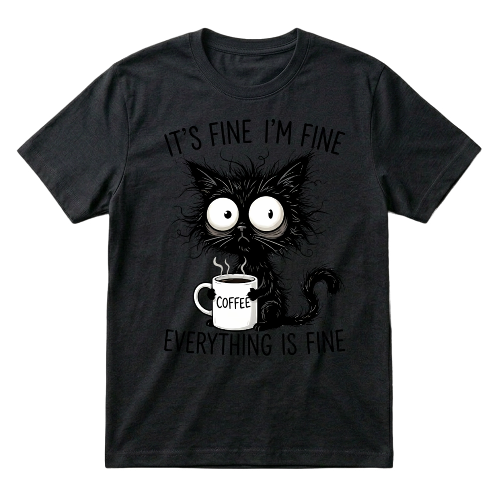 Product It's Fine Funny Coffee Cat T-Shirt