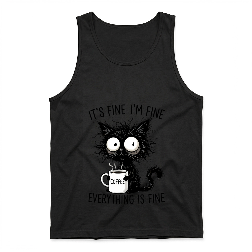 Product It's Fine Funny Coffee Cat Tank Top
