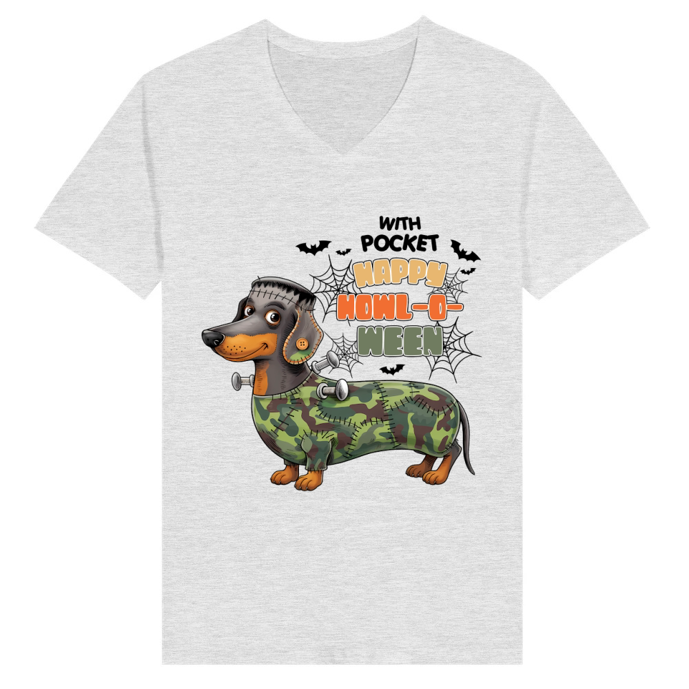 Product Halloween Dog Spooky Dachshund HowlOWeen V-Neck T-shirt