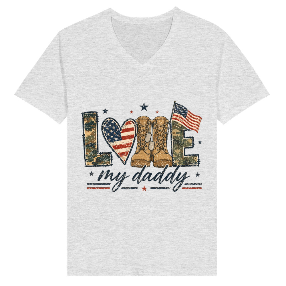 Product Love My Daddy Military Fathers Day V-Neck T-shirt
