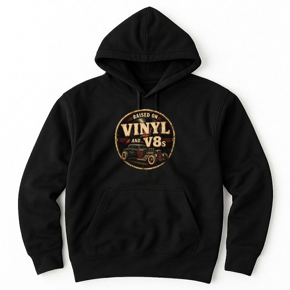 Product Vinyl and V8s Vintage Sign Unisex Hoodie