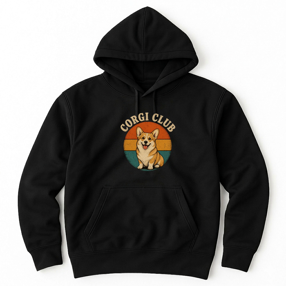Product Corgi Club Retro Badge Unisex Hoodie