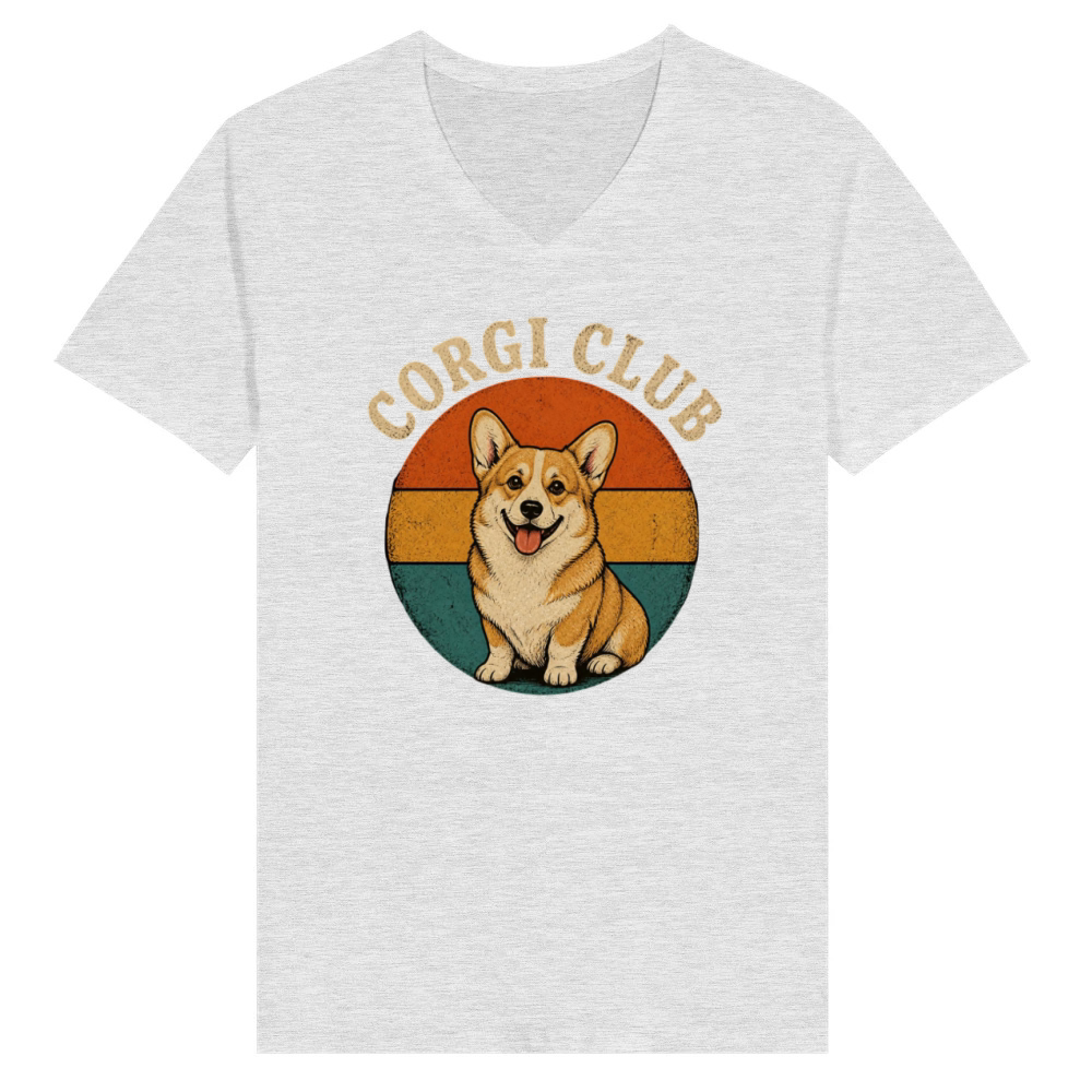 Product Corgi Club Retro Badge V-Neck T-shirt
