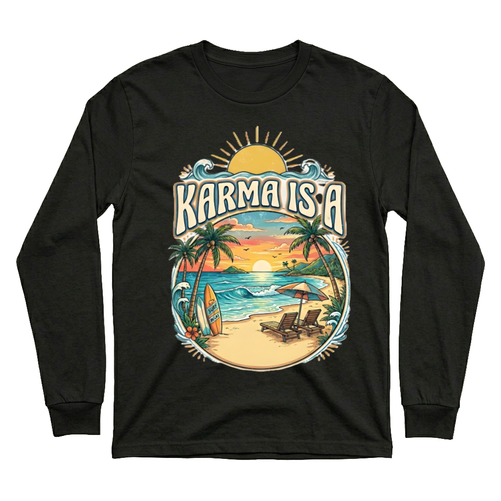 Product Karma Is A Beach - Retro Summer Surf Aesthetic Unisex Sweatshirt