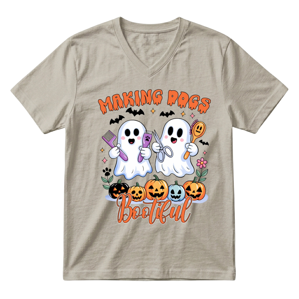 Product Spooky Cute Dog Ghost Halloween Dogs V-Neck T-shirt