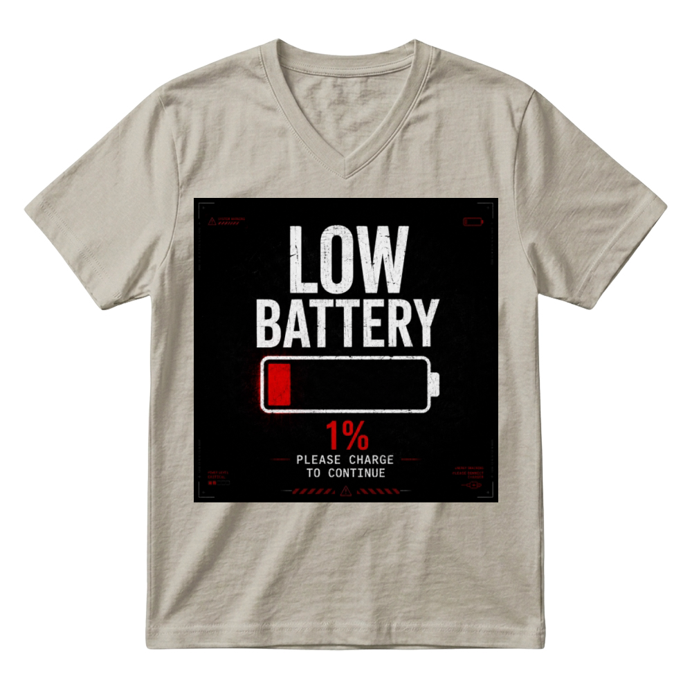 Product Low Battery Social Energy Funny Design V-Neck T-shirt