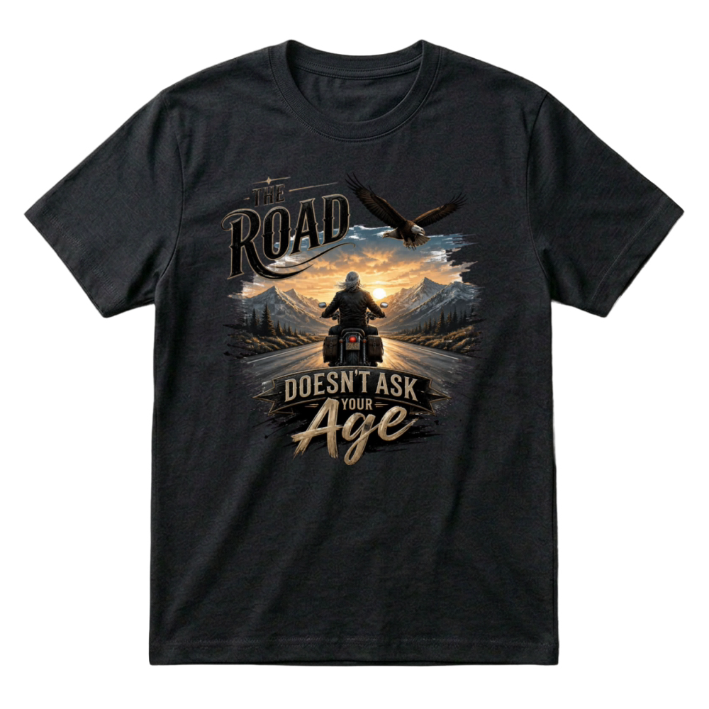 Product The Road Doesn't Ask Your Age gift for grandpa T-Shirt